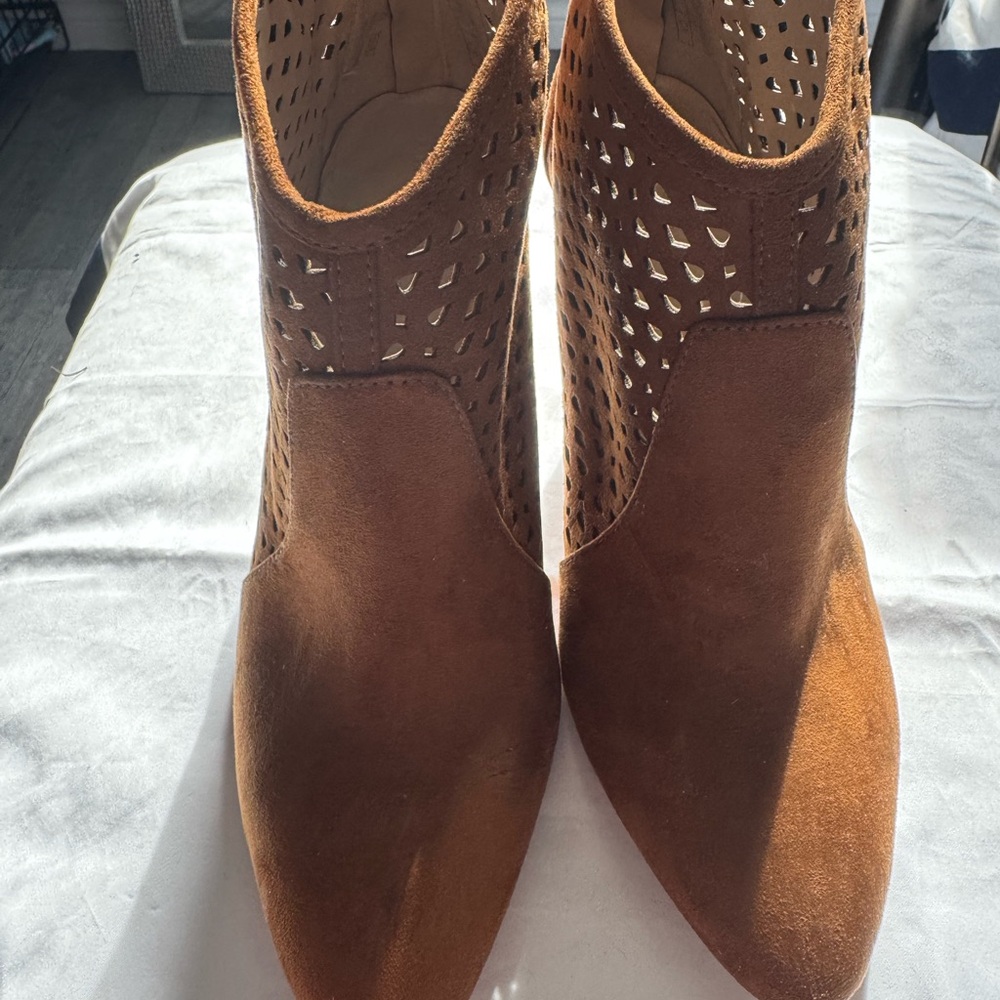 Zara Brown Perforated Ankle Boots like new